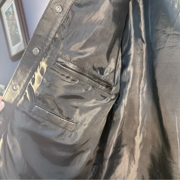 Bikers Club Black Genuine Leather Button-Up Jacket | Size M| Classic Moto Style - Picture 10 of 15